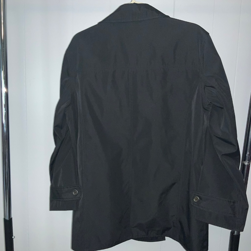 Gap black double breasted trench coat Sz M Lined water resistant Y2K - Picture 4 of 5